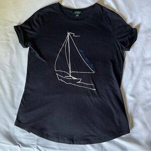 RALPH LAUREN navy short sleeve sailboat t-shirt